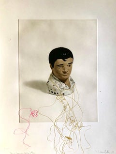 Collage a tecnica mista latino-americano con stampa calcografica e ricami