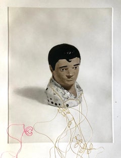 Collage a tecnica mista latino-americano con stampa calcografica e ricami
