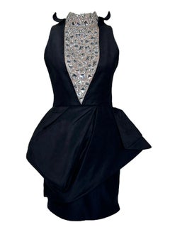 Liliane Romi Vestido de Cóctel Negro con Impresionante Escote de Pedrería