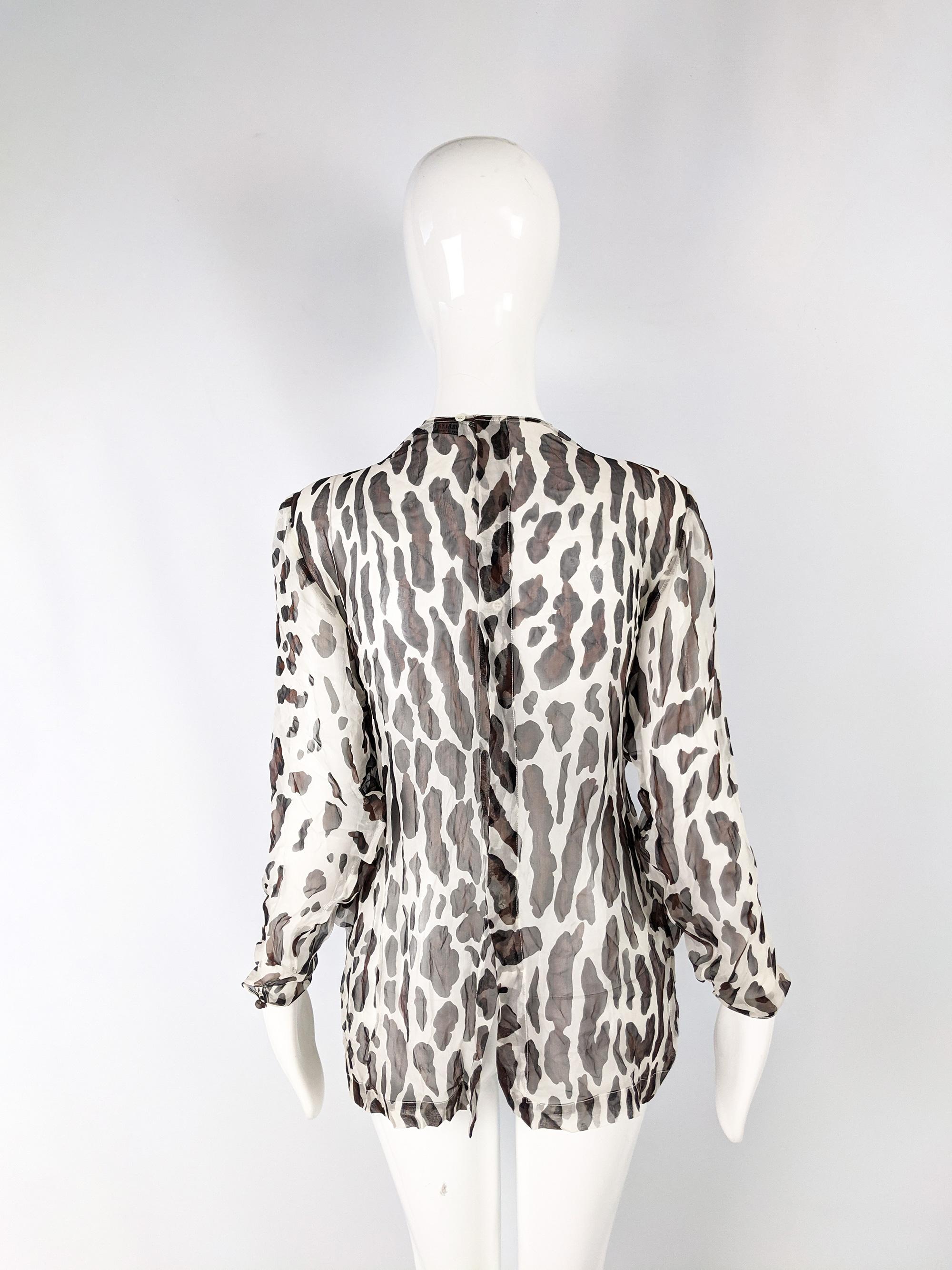 white leopard print blouse
