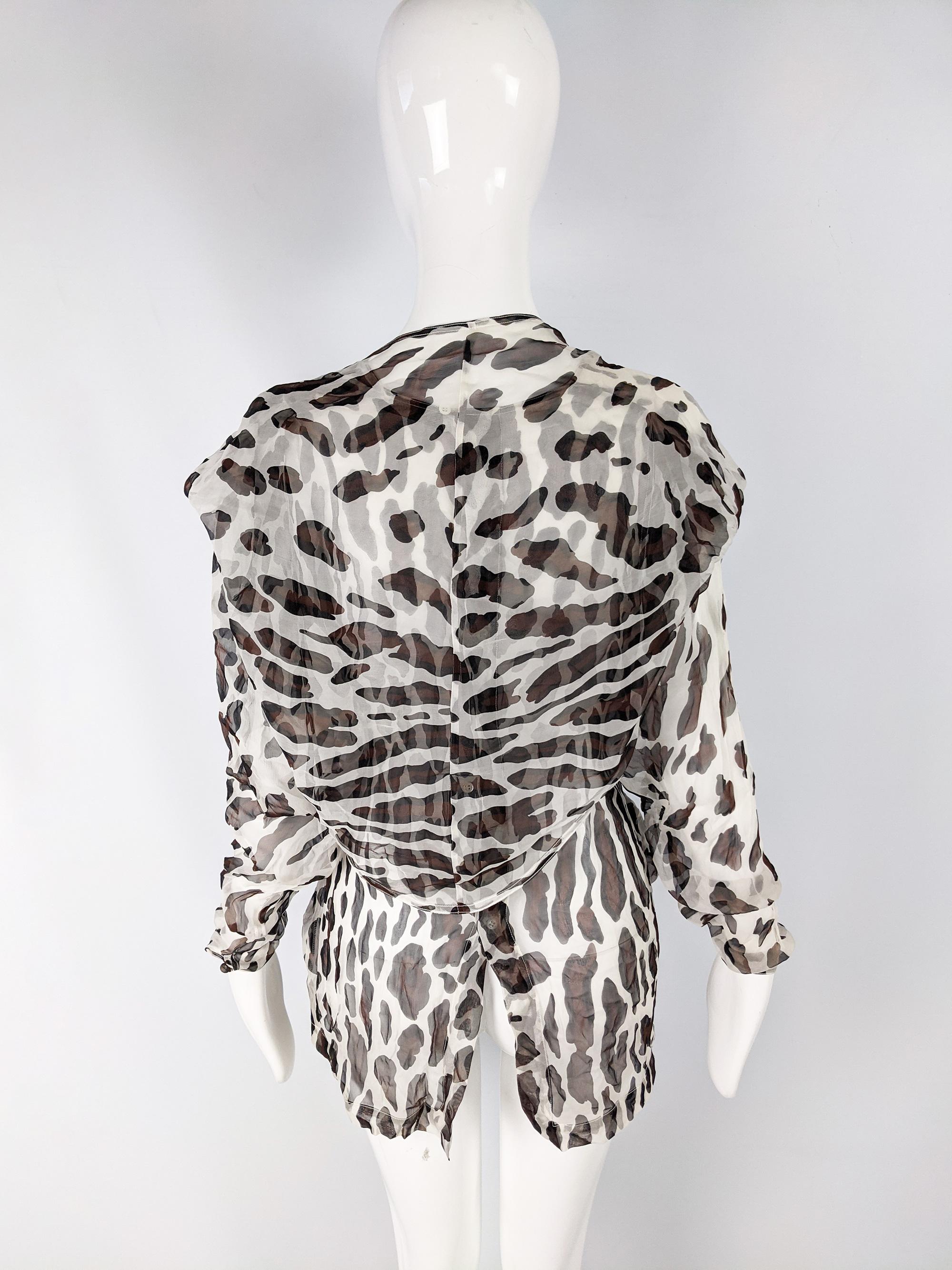 Liliane Romi Vintage Silk Chiffon Leopard Print Blouse In Excellent Condition For Sale In Doncaster, South Yorkshire