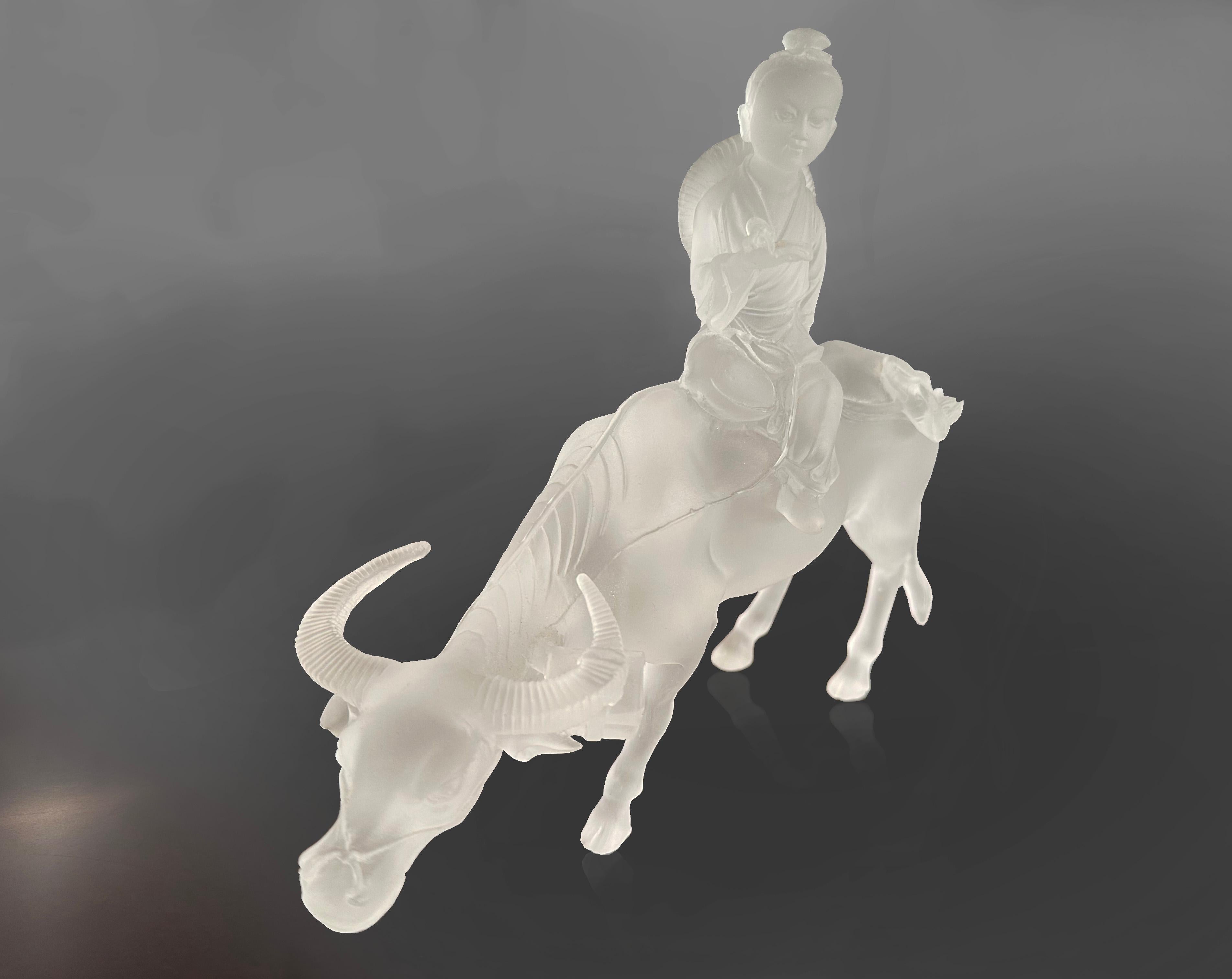 Lilique Stil Gießen Glas Dekorative CUSTOM MADE Skulptur (Chinoiserie) im Angebot