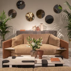 Lilith Brown-Fabric Sofa with Built-In Shelves by Black Tie