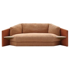 Lilith Brown-Fabric Sofa with Built-In Shelves by Black Tie