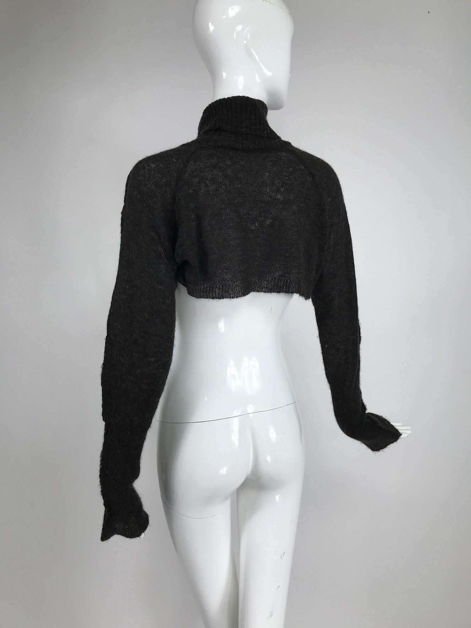 Black Lilith Grey loose knit Cropped Turtleneck Layering Sweater