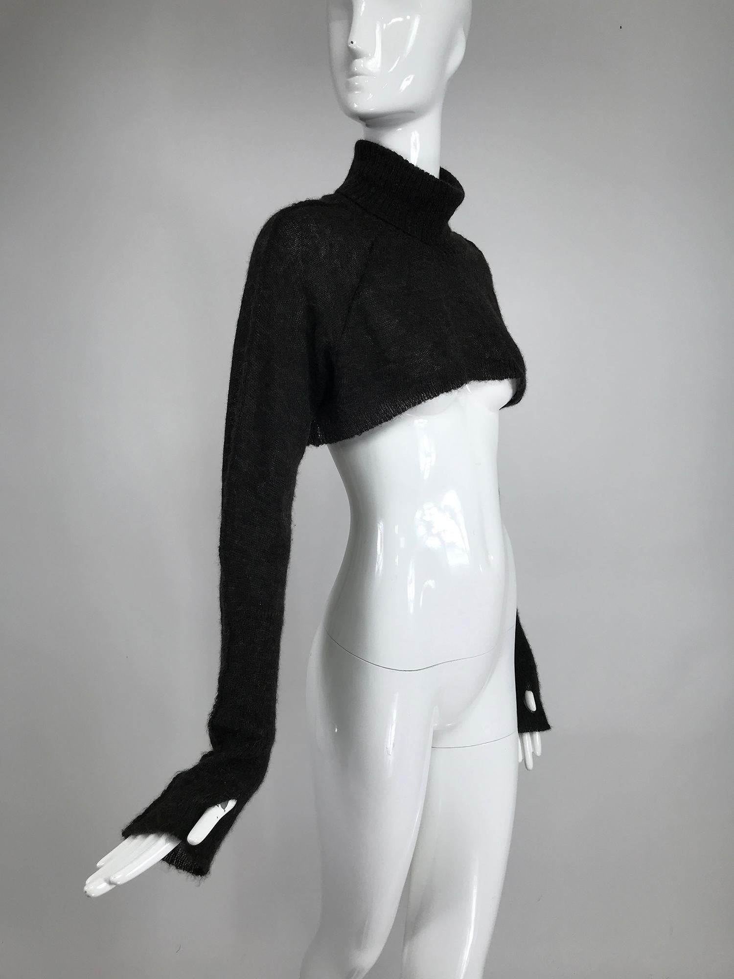 Lilith Grey loose knit Cropped Turtleneck Layering Sweater 1