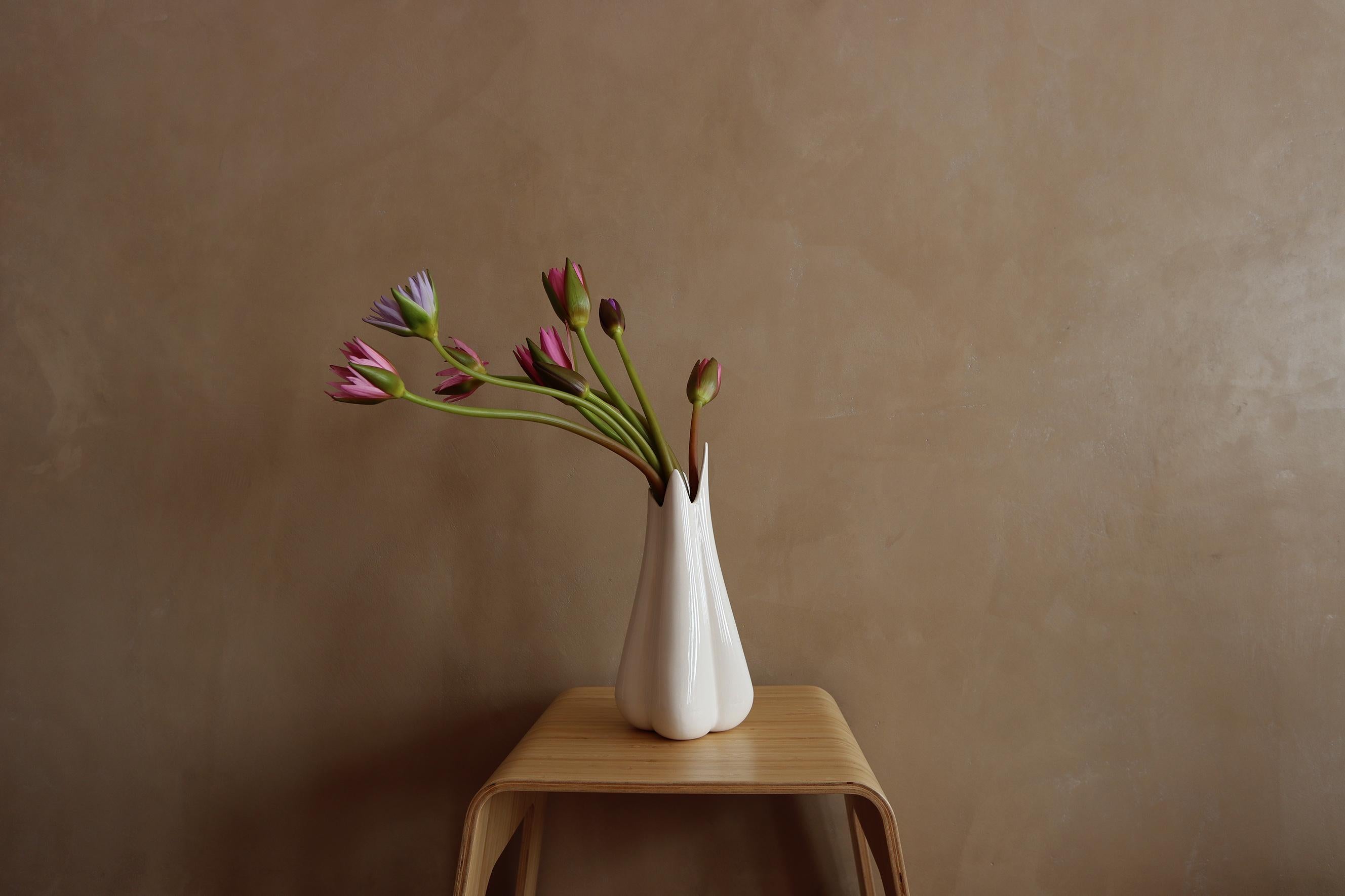Glazed Lilium Vase, Mist White - Gloss For Sale