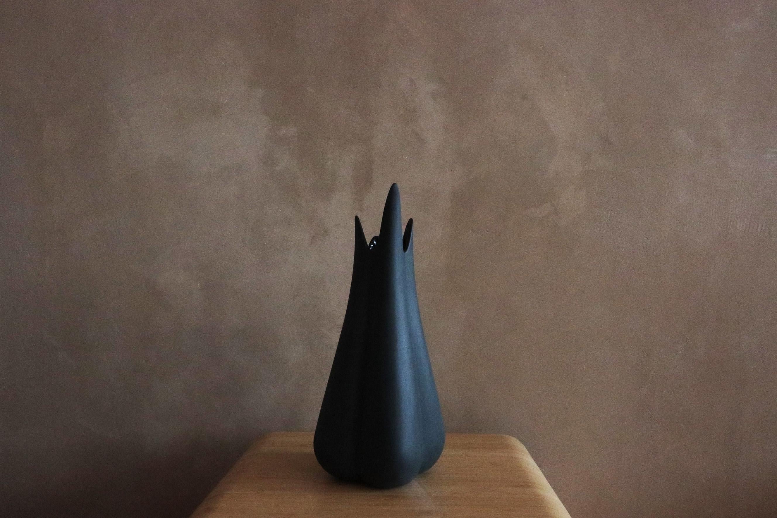 Glazed Lilium Vase, Slate Black - Matte For Sale