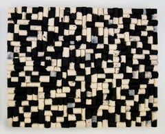 Untitled (natural canvas rolled with acrylic, dipped in black paint)