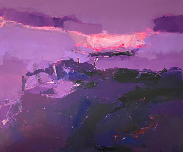 Horizon - Contemporary Abstract Painting Purple