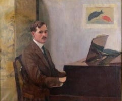 Vintage "Gentleman at a Piano," Lilla Cabot Perry, Edward Ballantine Boston Musician