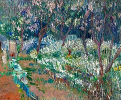 Jardin a Giverny - American Impressionist Landscape Oil by Lilla Cabot Perry