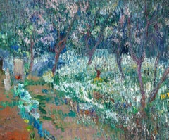 Jardin a Giverny - American Impressionist Landscape Oil by Lilla Cabot Perry