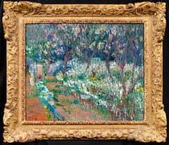 Jardin à Giverny - Paysage impressionniste américain - Huile de Lilla Cabot Perry
