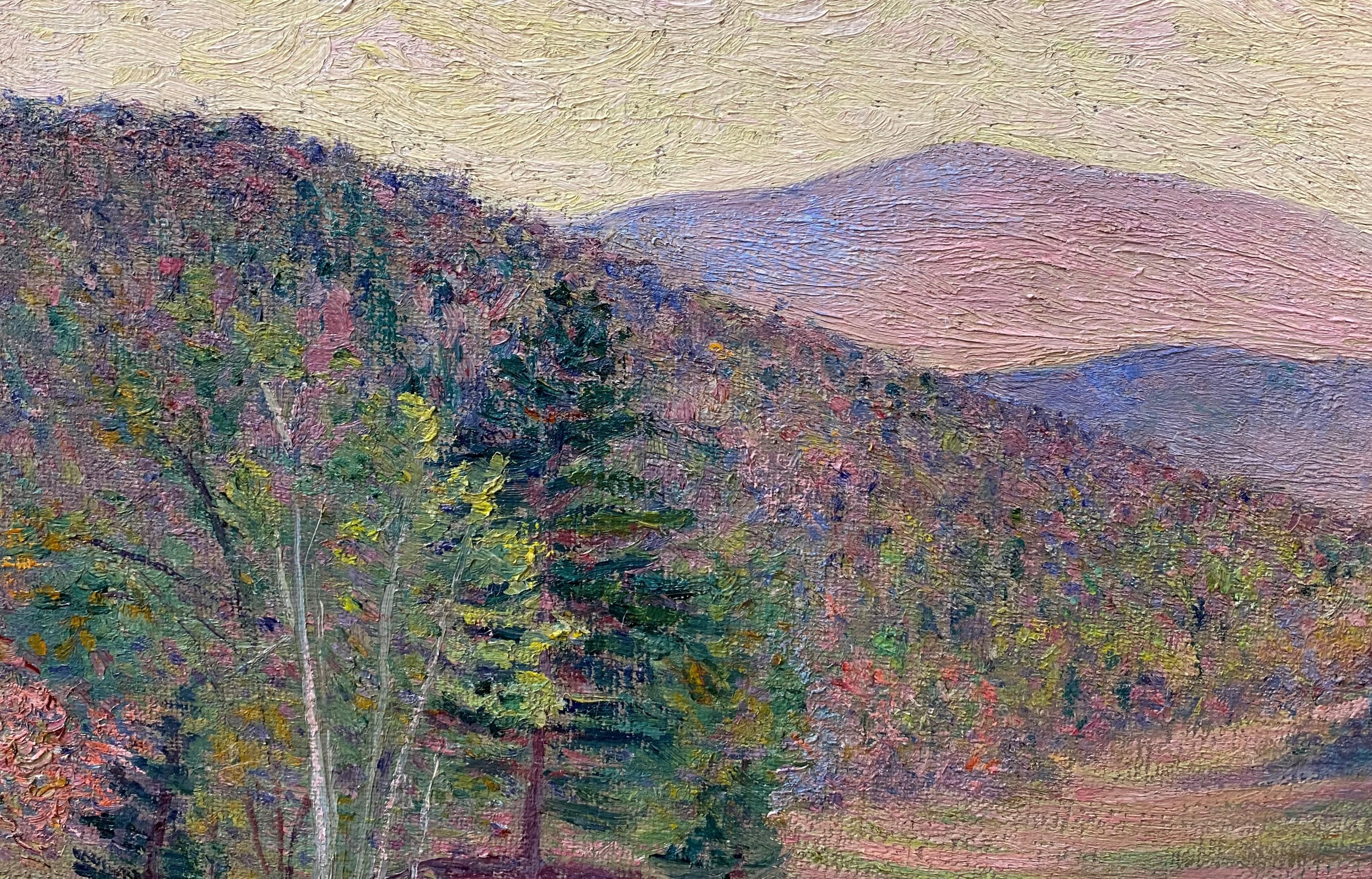 Un bel dipinto di paesaggio del Monte Monadnock nel New Hampshire dell'artista americana Lilla Cabot Perry (1848-1933). Perry è nato a Boston, in Massachusetts, e ha continuato a diventare  fondatore e primo segretario della Guild of Boston Artists.