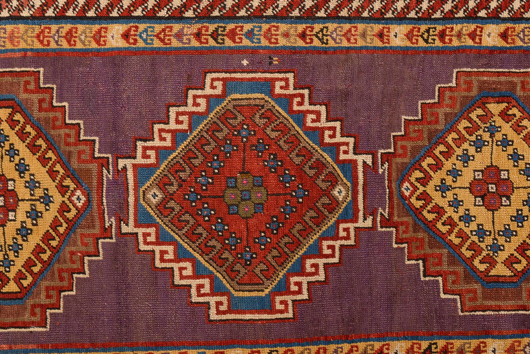 Hand-Knotted Dated KAZAK Antique Caucasian Carpet For Sale