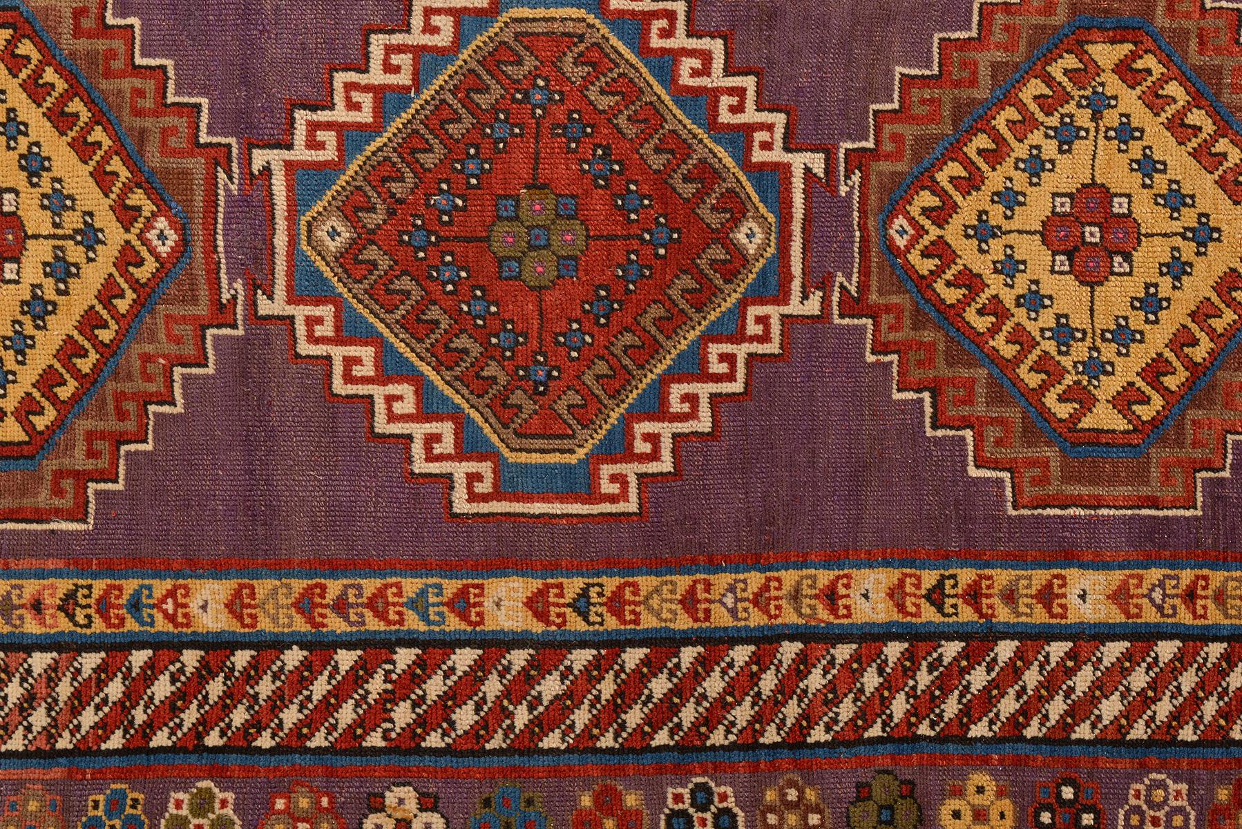 Dated KAZAK Antique Caucasian Carpet In Excellent Condition For Sale In Alessandria, Piemonte