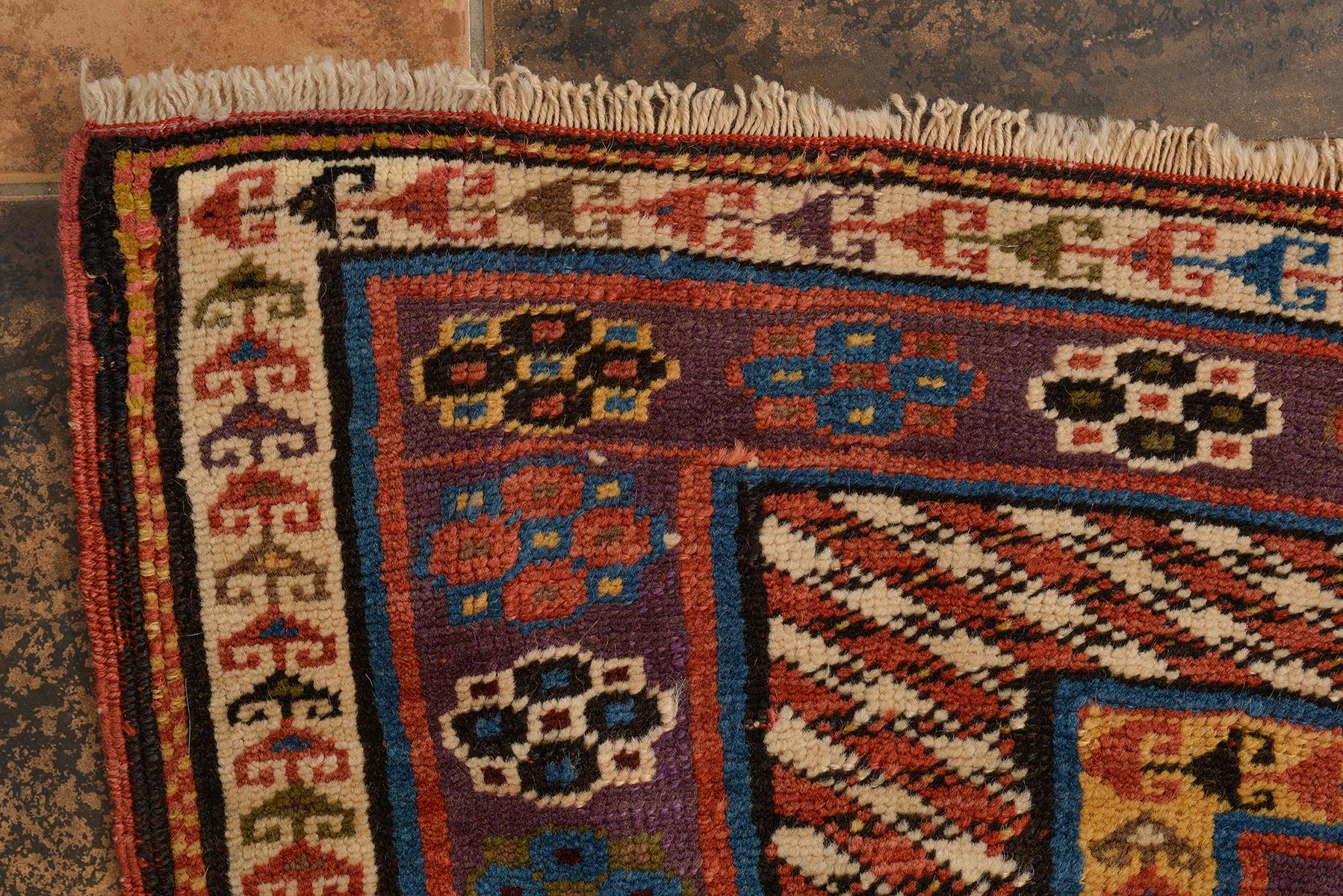 Dated KAZAK Antique Caucasian Carpet For Sale 2