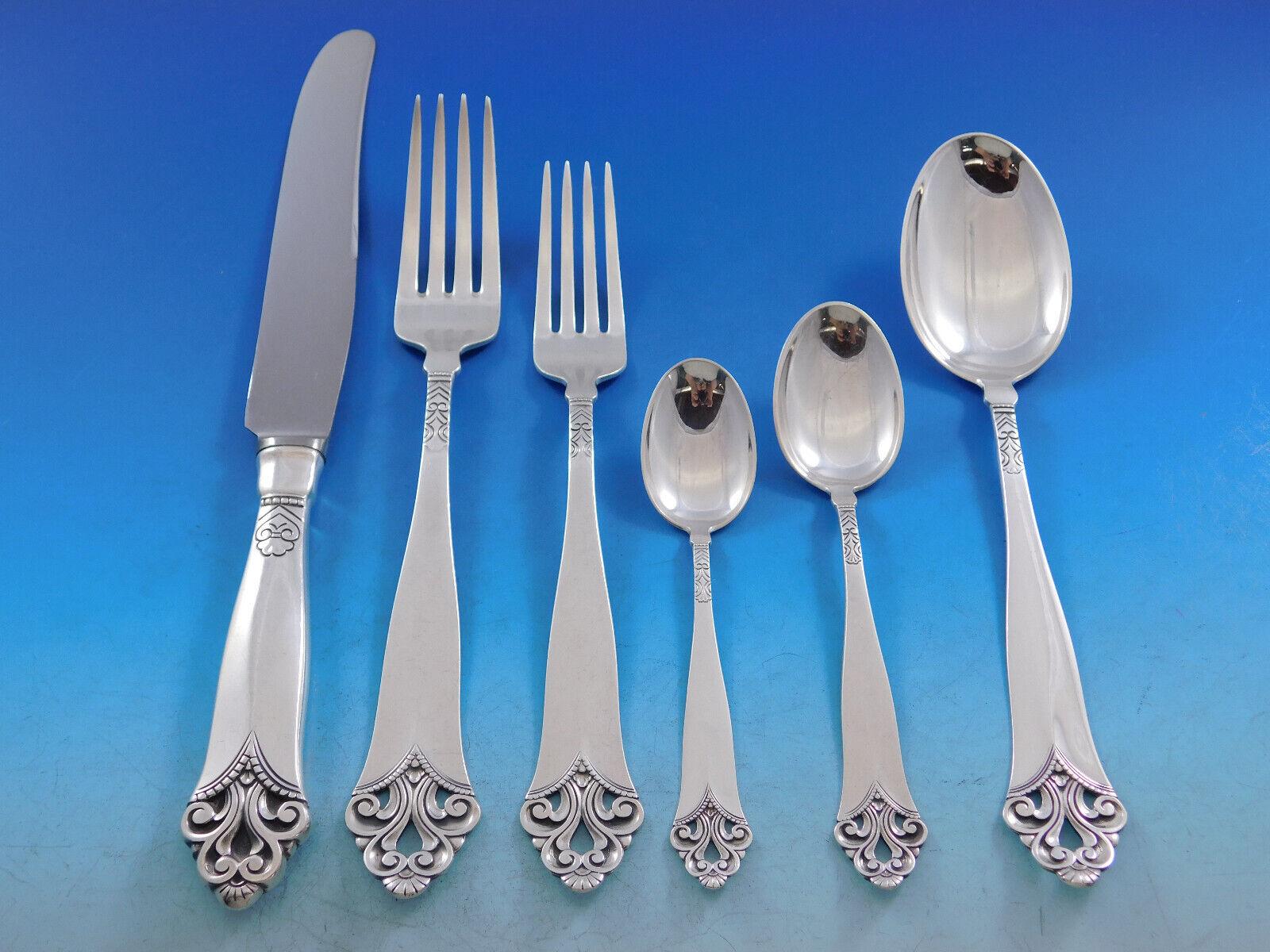 Lillemor by Marthinsen 830s Silver Flatware Service for 12 Dinner Set 74 Pieces For Sale 2
