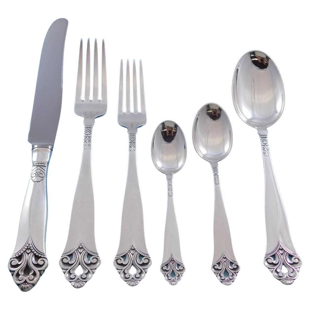 Lillemor by Marthinsen 830s Silver Flatware Service for 12 Dinner Set 74 Pieces For Sale