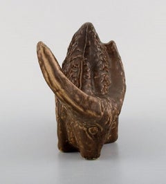 Lillemor Mannerheim for Gefle, Buffalo in Glazed Stoneware, Swedish Design 1950s