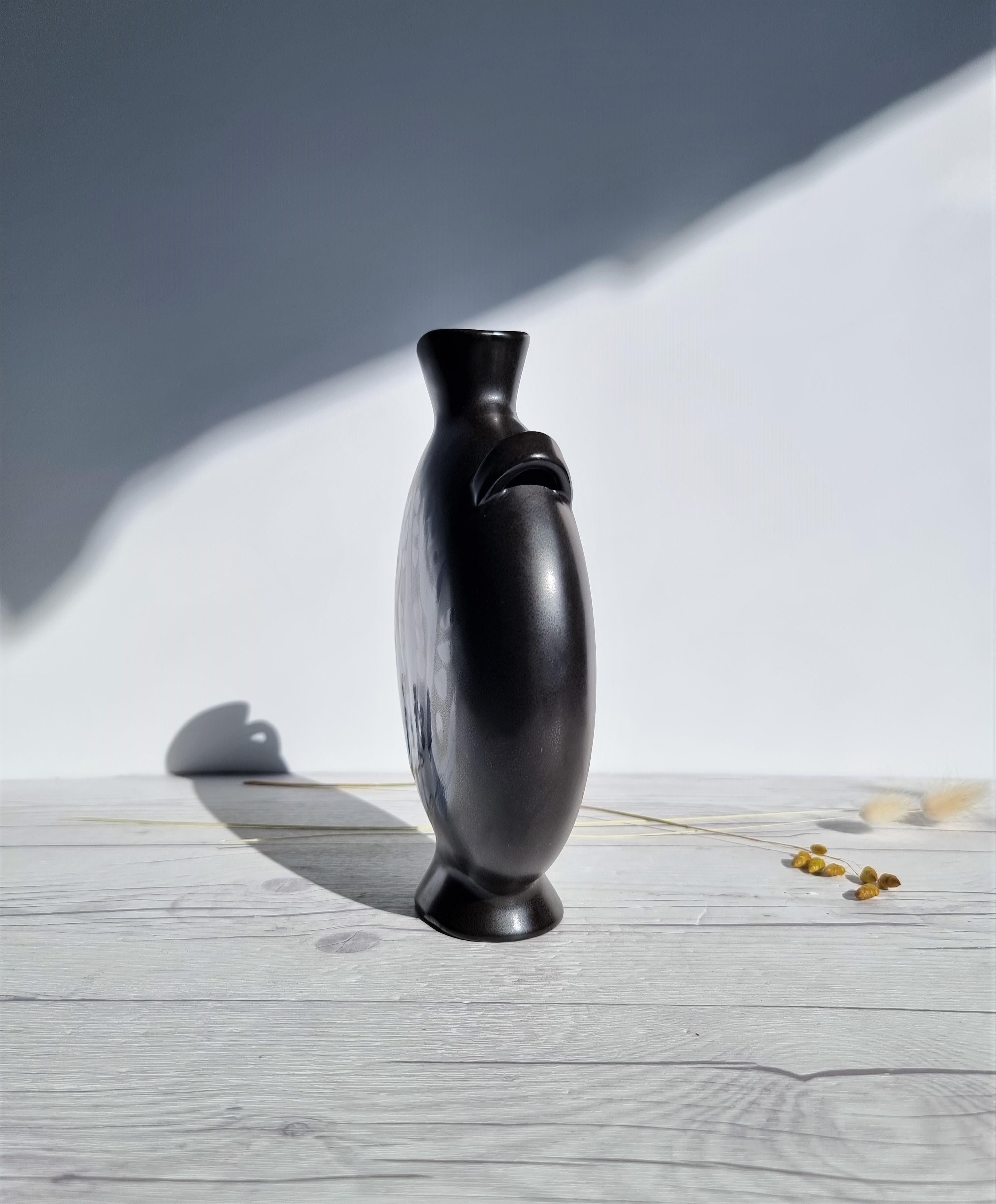 Swedish Lillemor Mannerheim for Gefle Keramik, Singoalla Series, Moon Flask Vase