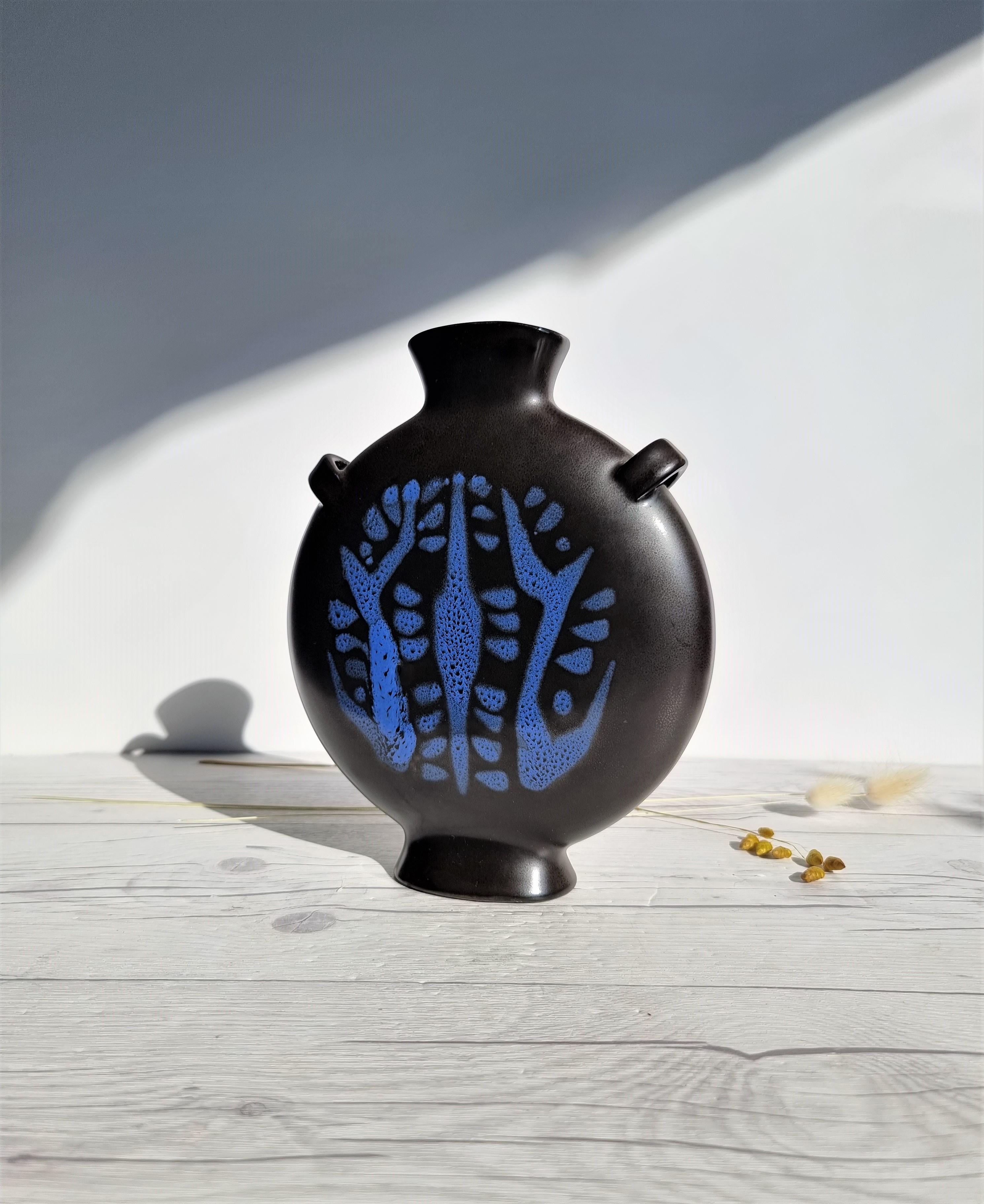 Ceramic Lillemor Mannerheim for Gefle Keramik, Singoalla Series, Moon Flask Vase