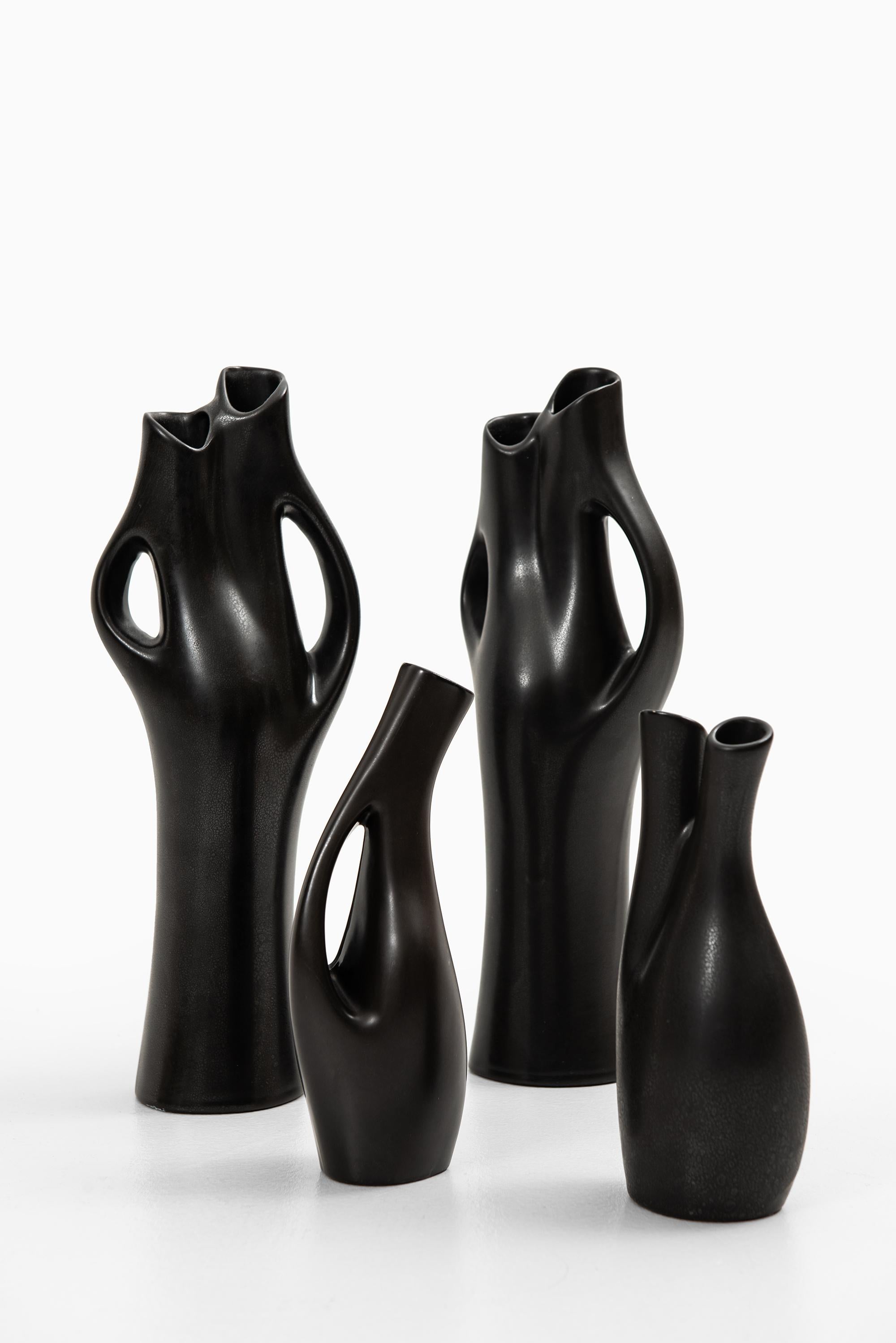 Scandinavian Modern Lillemor Mannerheim Stoneware Vases Model Mangania Produced by Upsala Ekeby For Sale