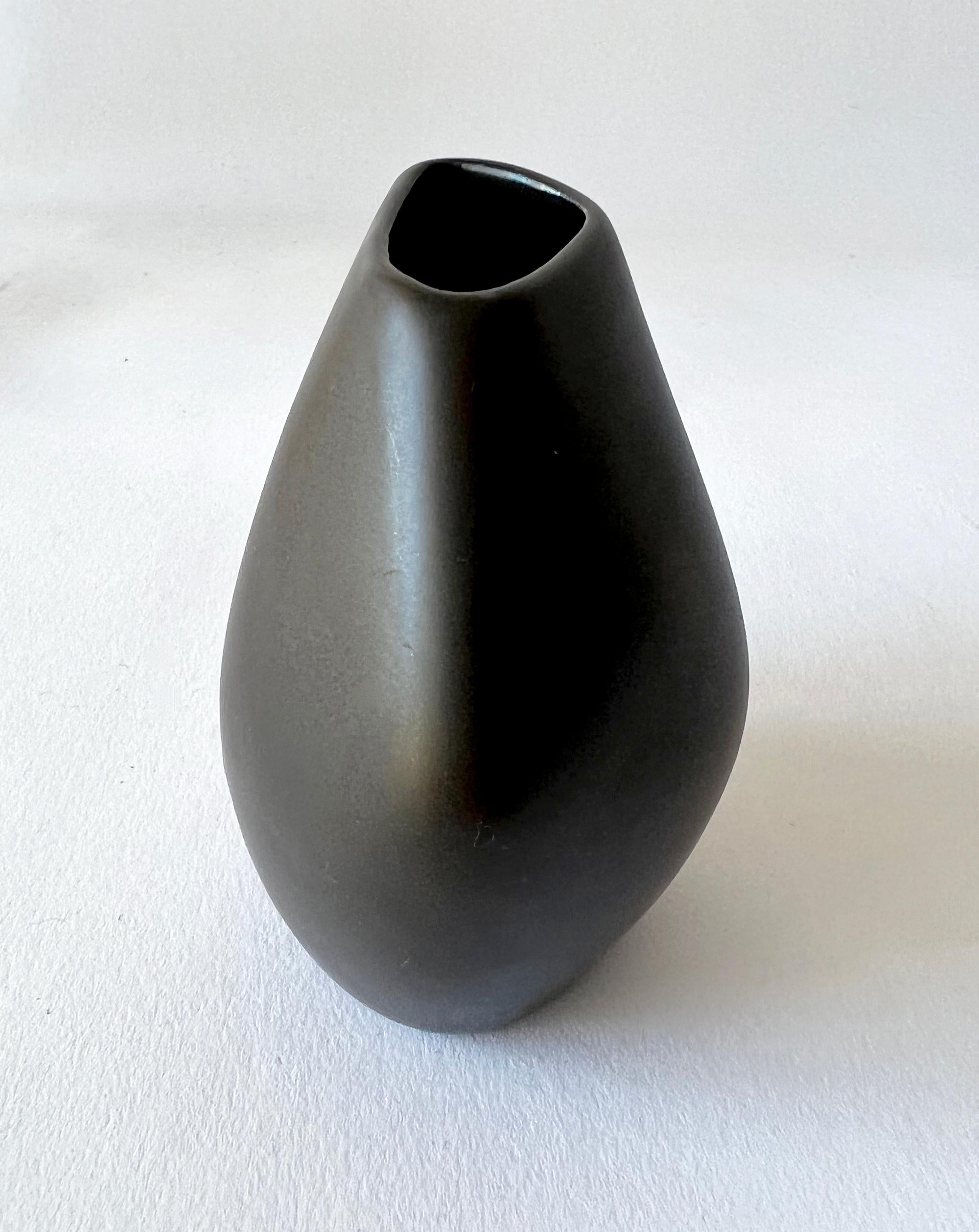 Mid-Century Modern Lillemor Mannerheim Upsala Ekeby Swedish Modernist Mangania Stoneware Vase For Sale