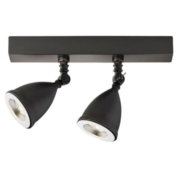 LILLEY SHADE ON RAIL - LED 900mm with 4 shades brushed chrome plated brass For Sale