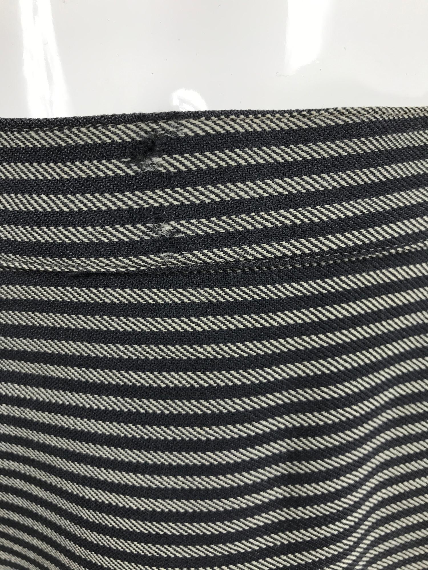Lilli Ann 1940s Nip Waist Peplum Hem Black & White Stripe Wool Skirt Suit 6