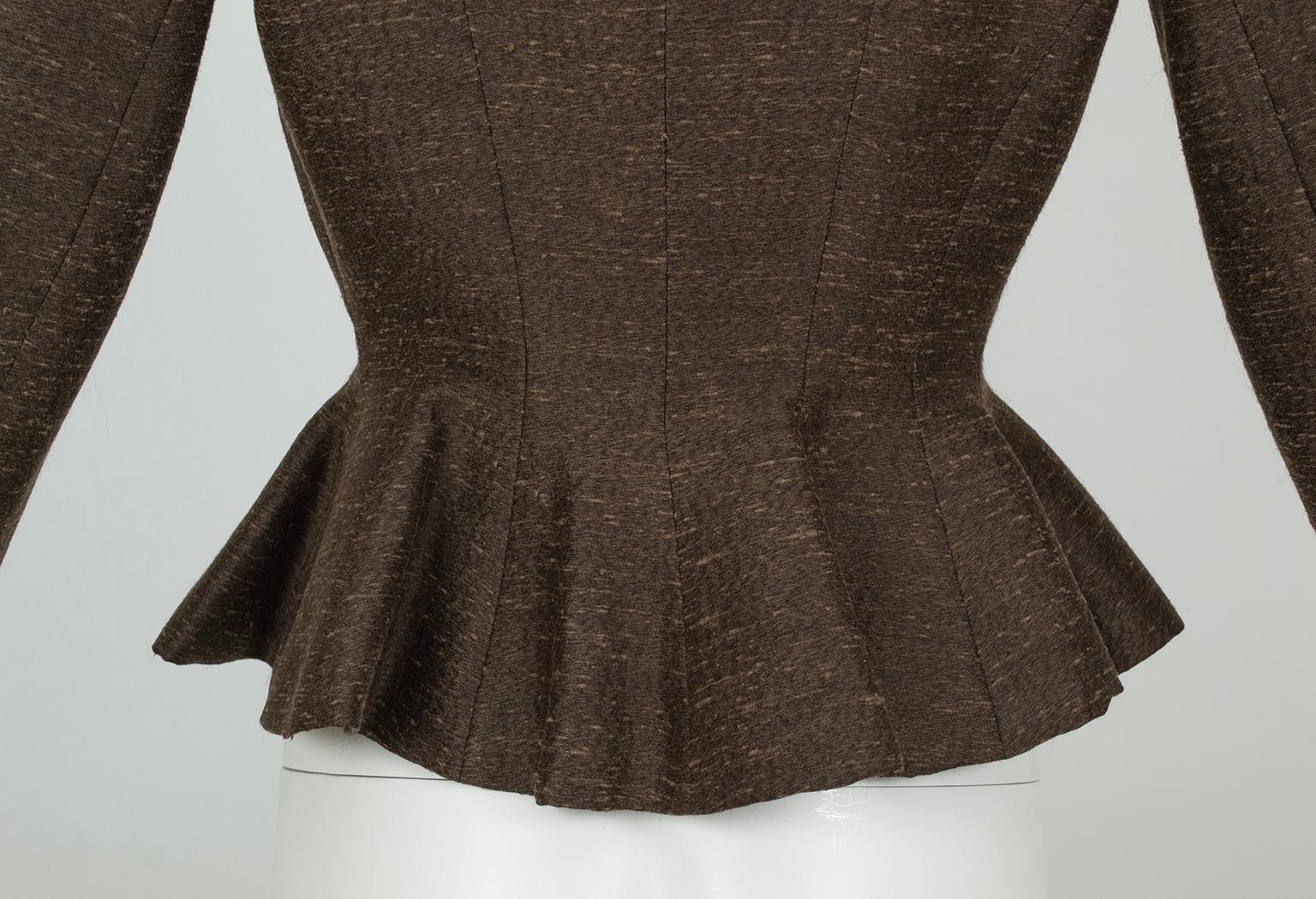 Lilli Ann Brown Silk Ombré Chevron Stripe Peplum Jacket – S, early 1950s For Sale 5