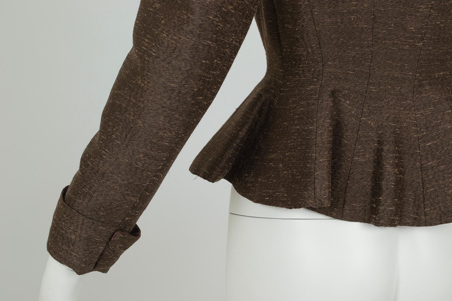 Lilli Ann Brown Silk Ombré Chevron Stripe Peplum Jacket – S, early 1950s For Sale 6