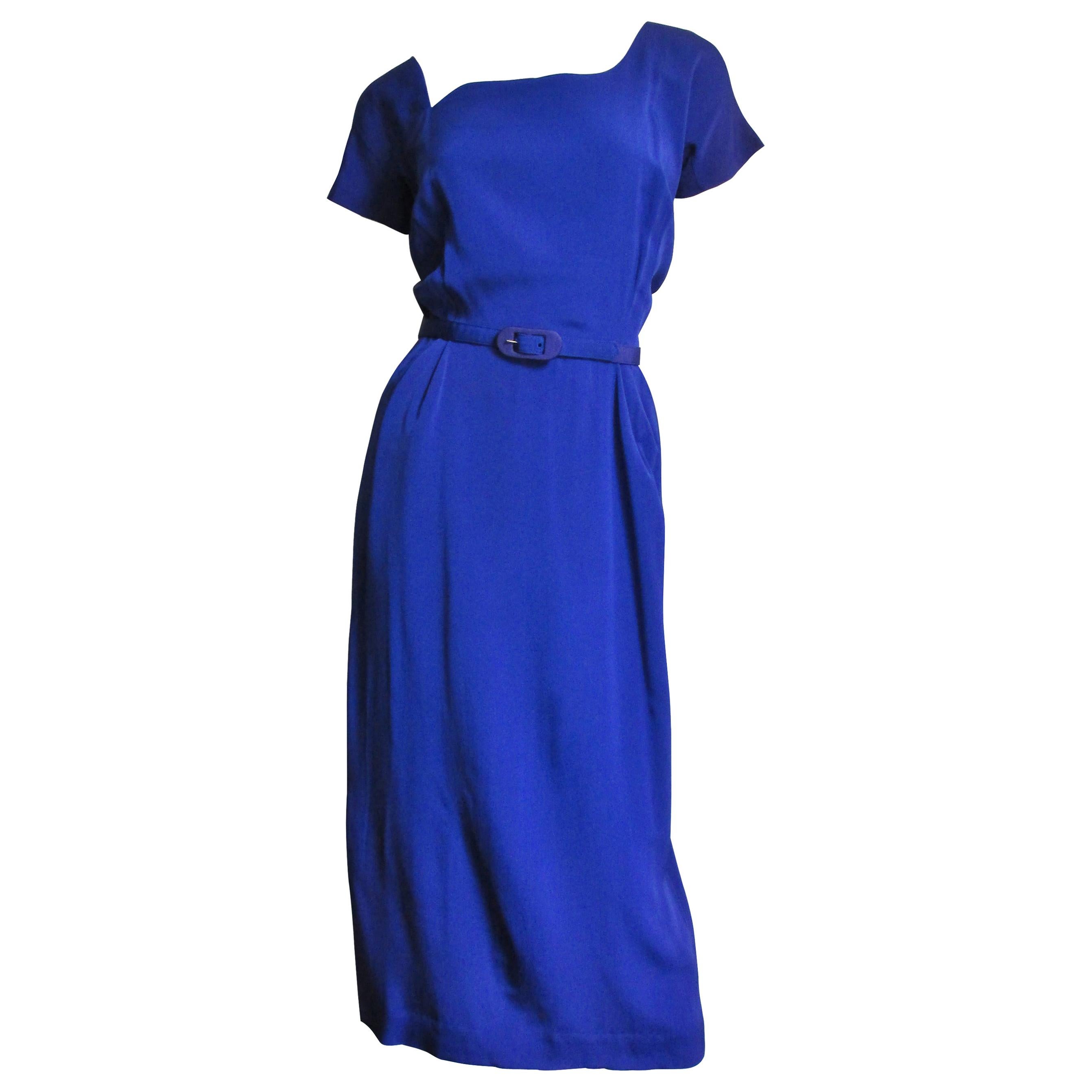 Lilli Ann New 1940s Asymmetric Neckline Silk Dress 