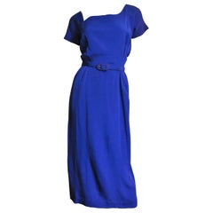 Retro Lilli Ann New 1940s Asymmetric Neckline Silk Dress 