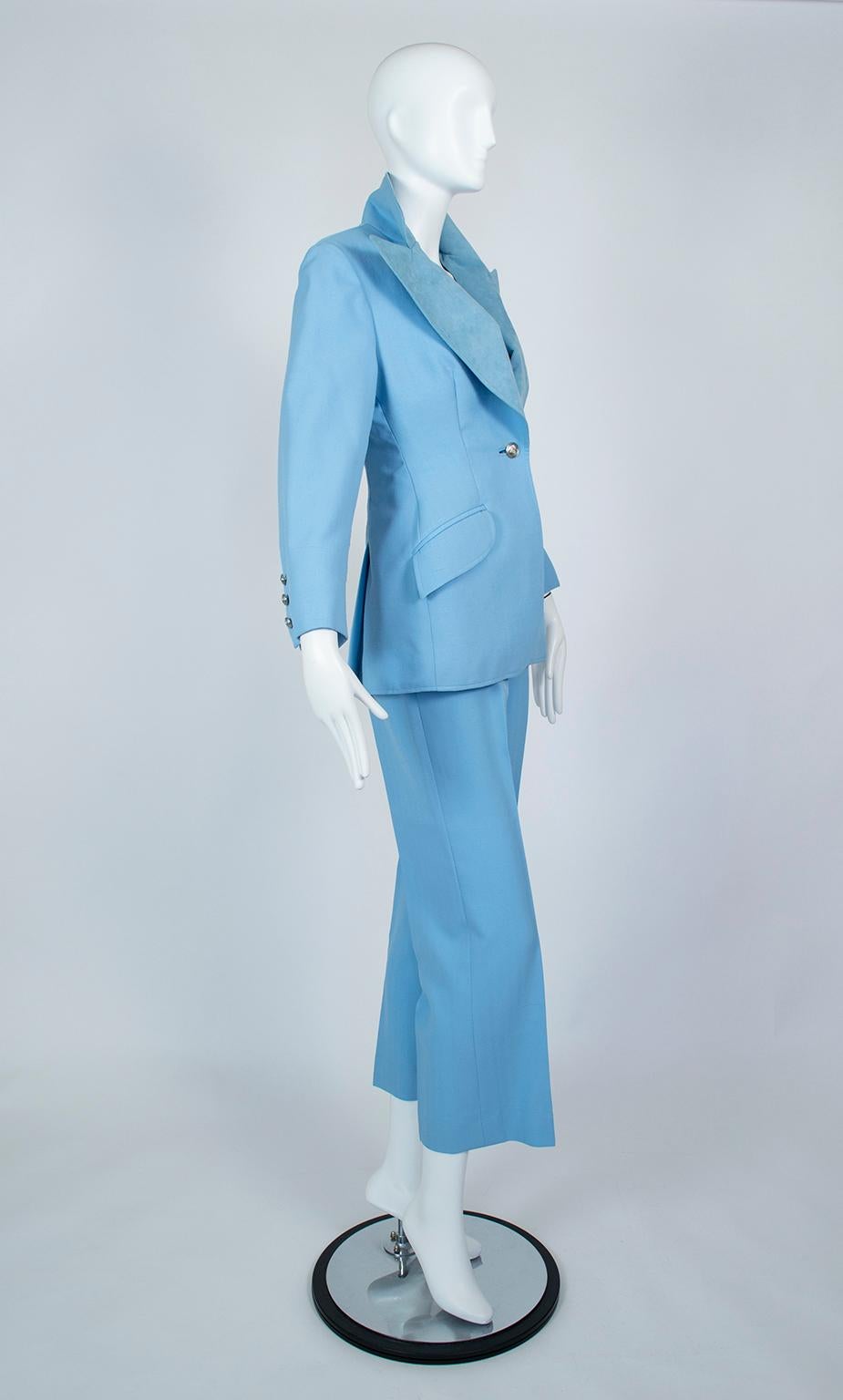 The Lilli Ann Paris Powder Blue 3-Piece Western Pant Suit - XS, 1970s Bon état - En vente à Tucson, AZ