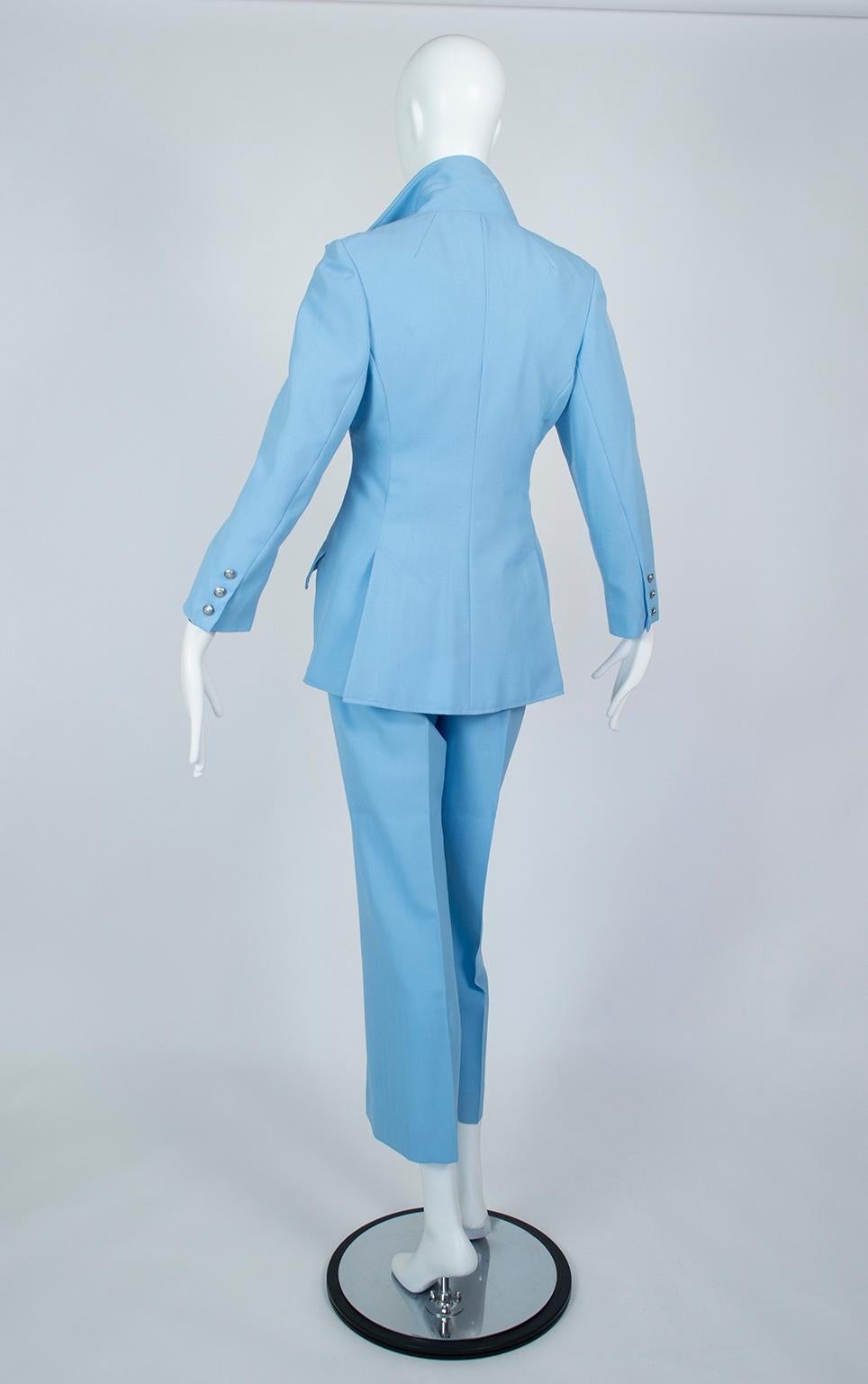 The Lilli Ann Paris Powder Blue 3-Piece Western Pant Suit - XS, 1970s Pour femmes en vente