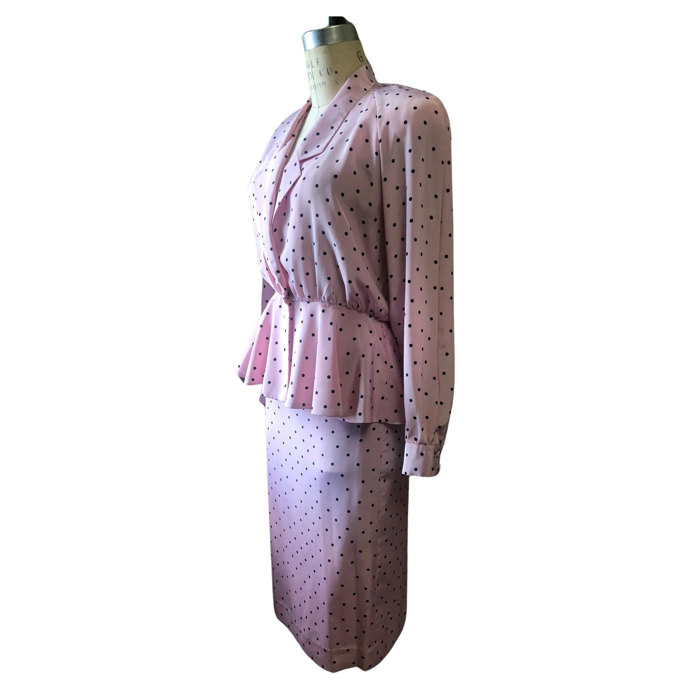 Lilli Ann Polka Dot Skirt Suit, Circa 1980s In Excellent Condition For Sale In Brooklyn, NY