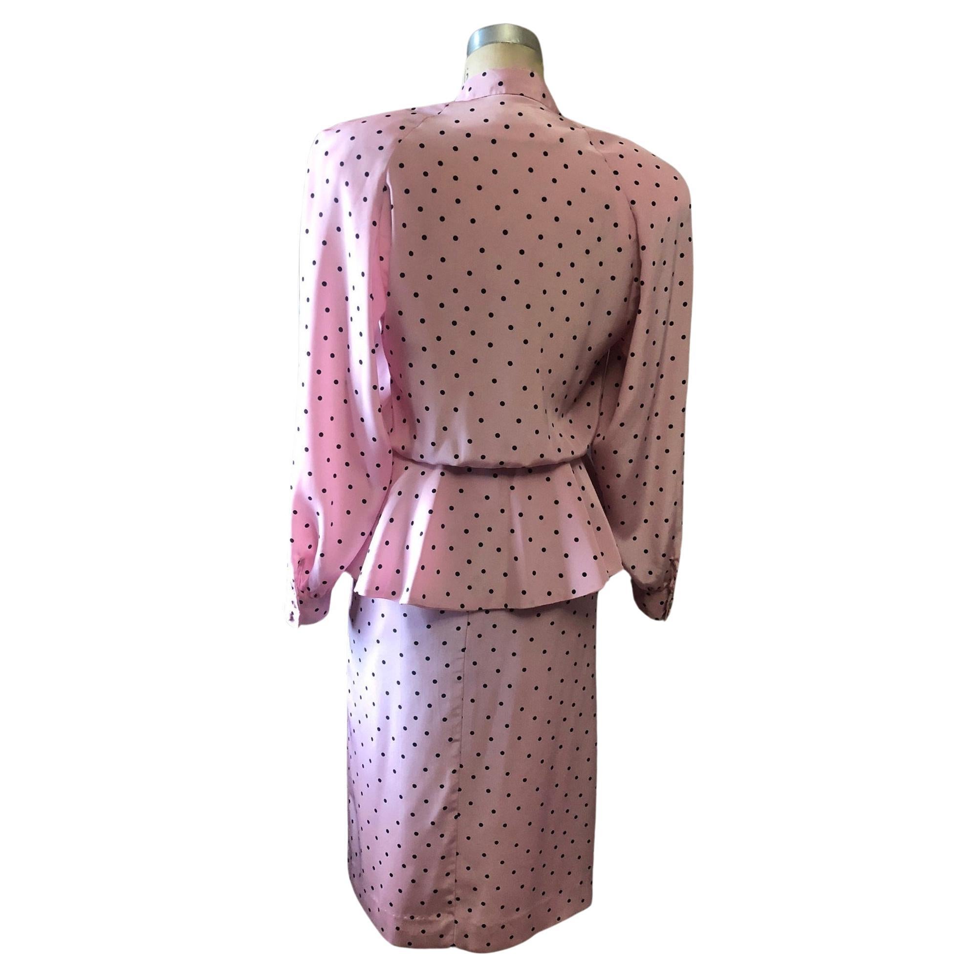 Women's Lilli Ann Polka Dot Skirt Suit, Circa 1980s For Sale