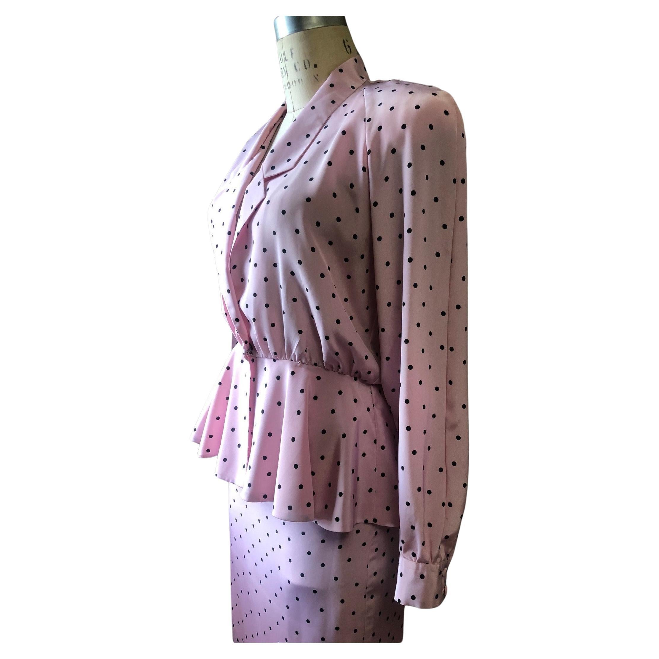 Lilli Ann Polka Dot Skirt Suit, Circa 1980s For Sale 1