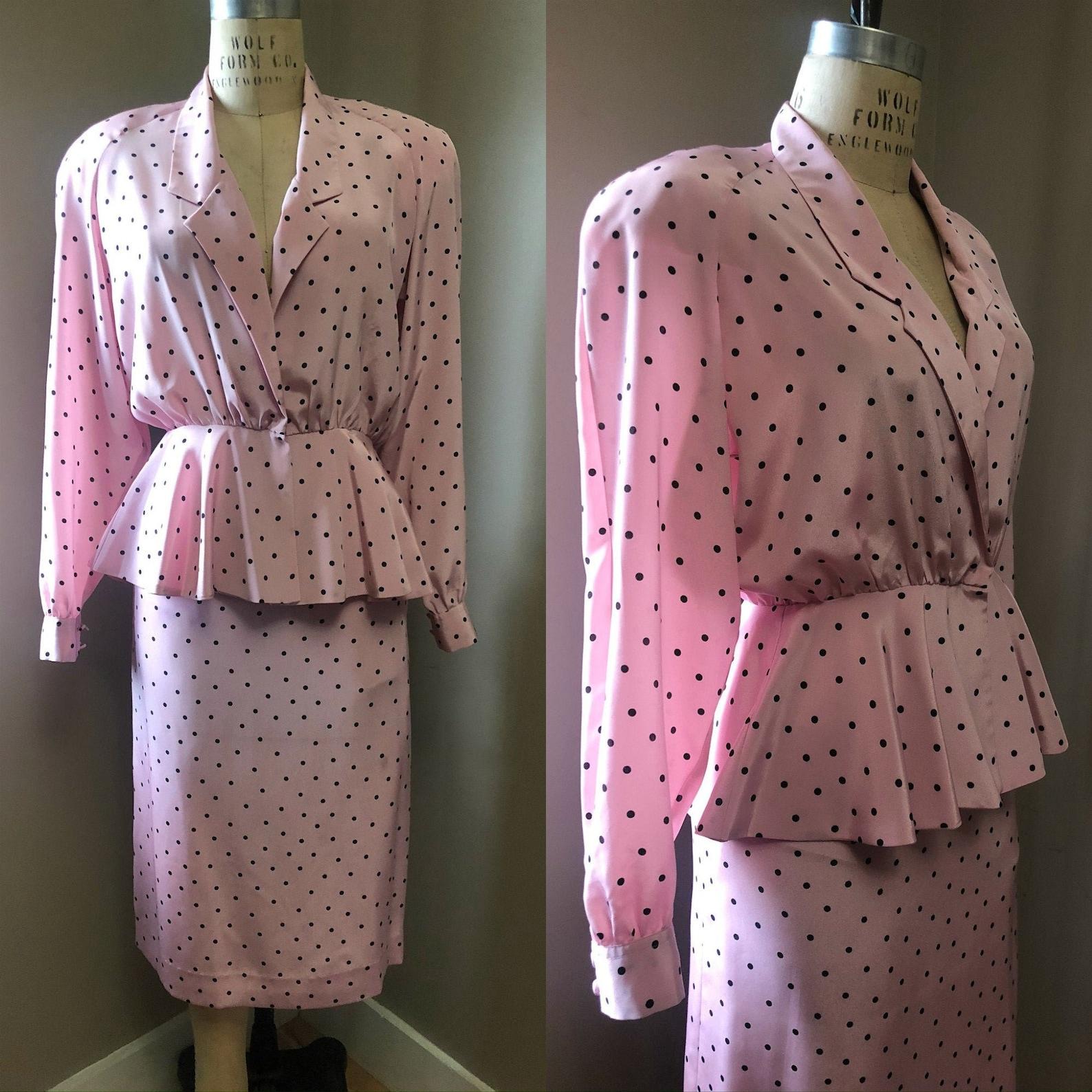 Lilli Ann Polka Dot Skirt Suit, Circa 1980s For Sale 2
