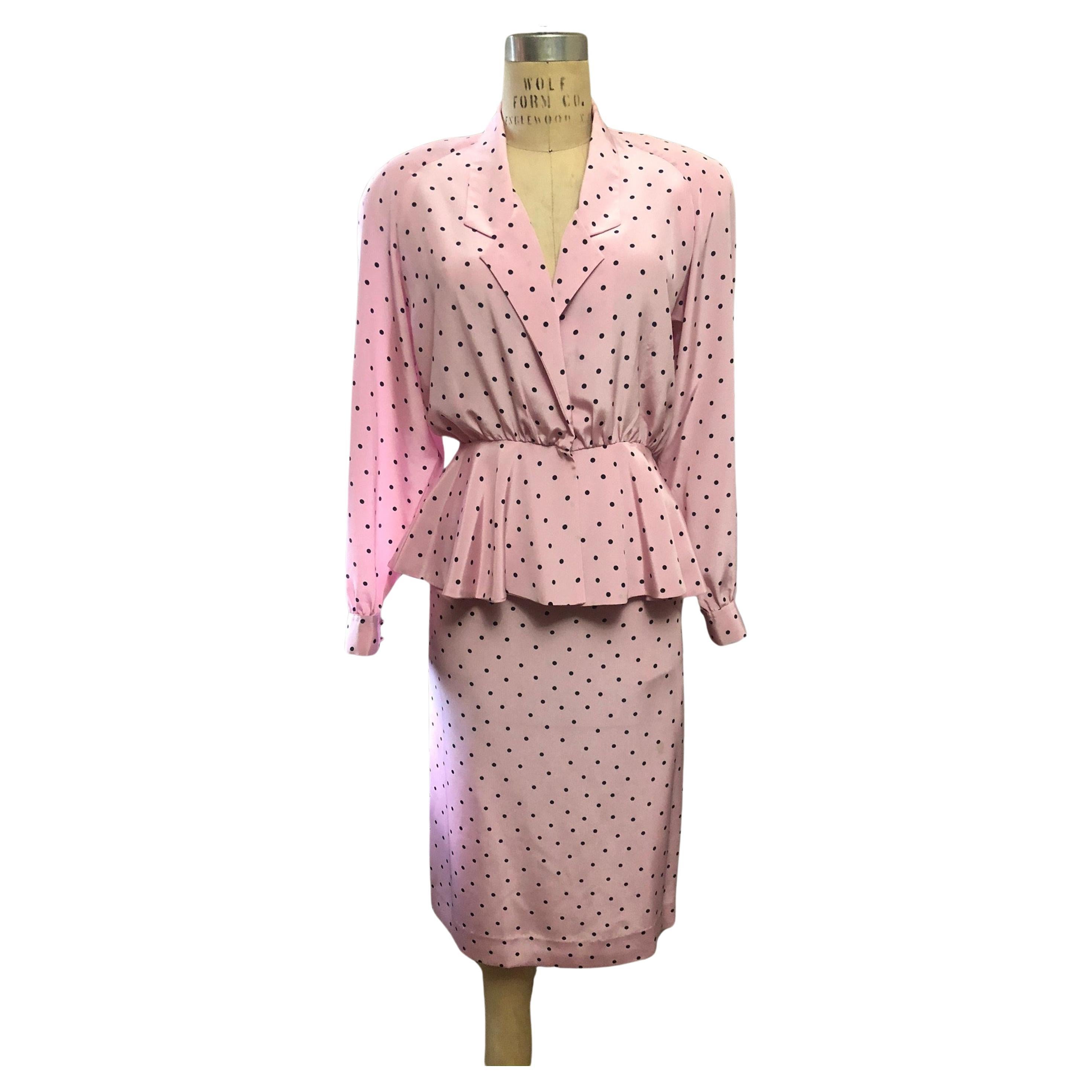 Lilli Ann Polka Dot Skirt Suit, Circa 1980s For Sale