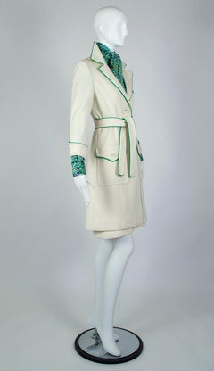 Lilli Ann Springtime Air Hostess Dress Suit with Piped Trench Coat - XS, 1960s