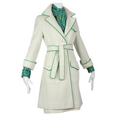 Vintage Lilli Ann Springtime Air Hostess Dress Suit with Piped Trench Coat - XS, 1960s