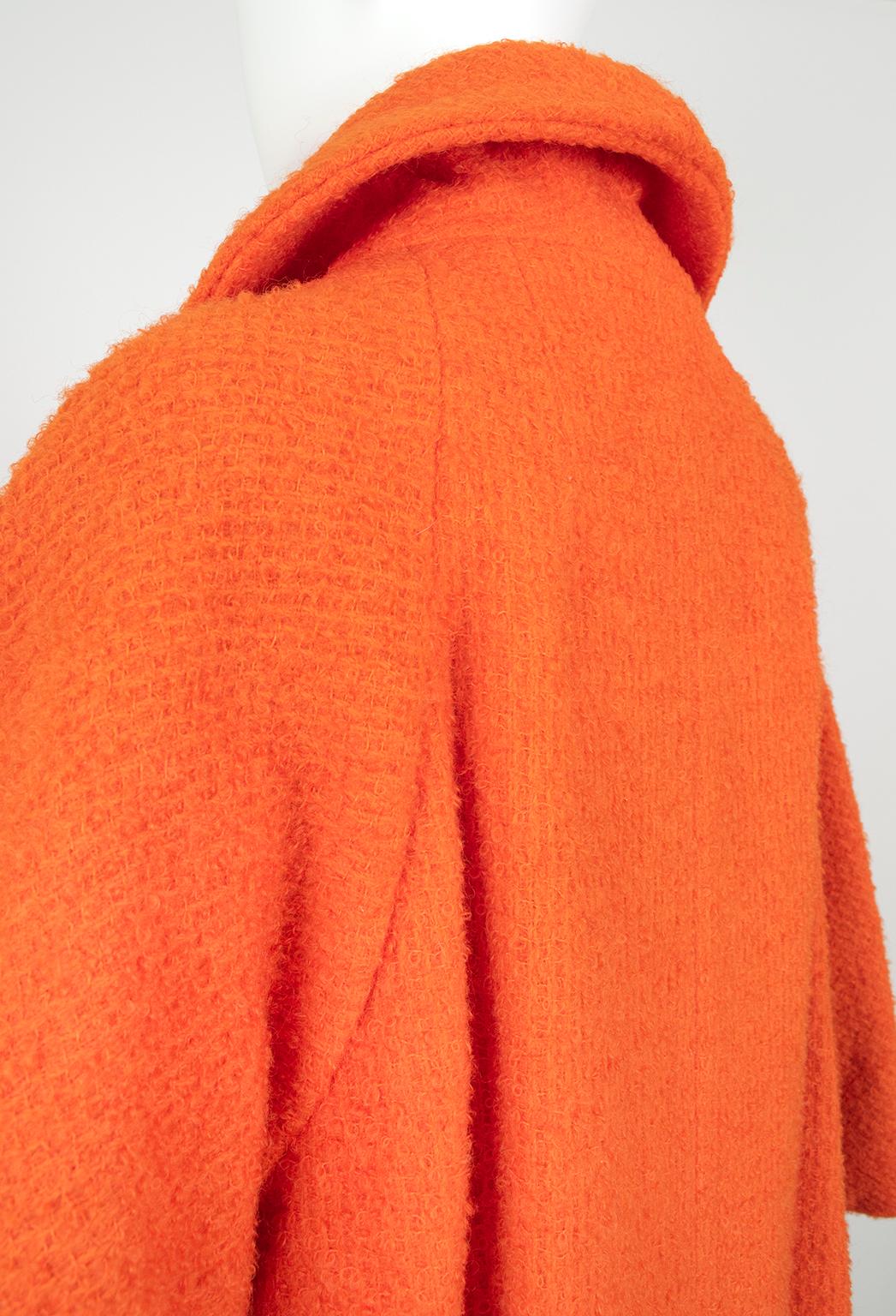 Lilli Ann Orange Bouclé ¾ Sleeve Raglan Swing Coat – L, 1960s For Sale 6