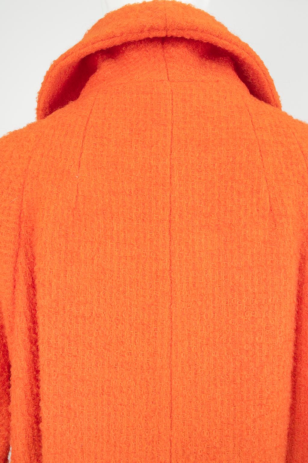 Lilli Ann Orange Bouclé ¾ Sleeve Raglan Swing Coat – L, 1960s For Sale 7