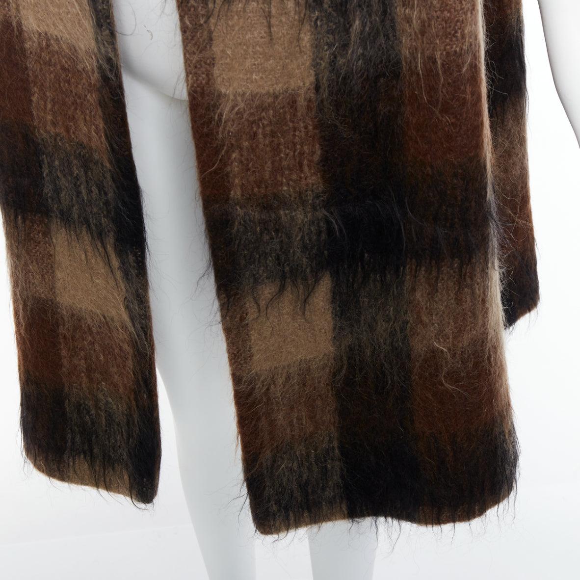 LILLI ANN Vintage brown checked mohair wide sleeve long overcoat For Sale 2