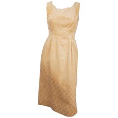 Abito da cocktail in jacquard rosa gialla di Lilli Ann, anni '60