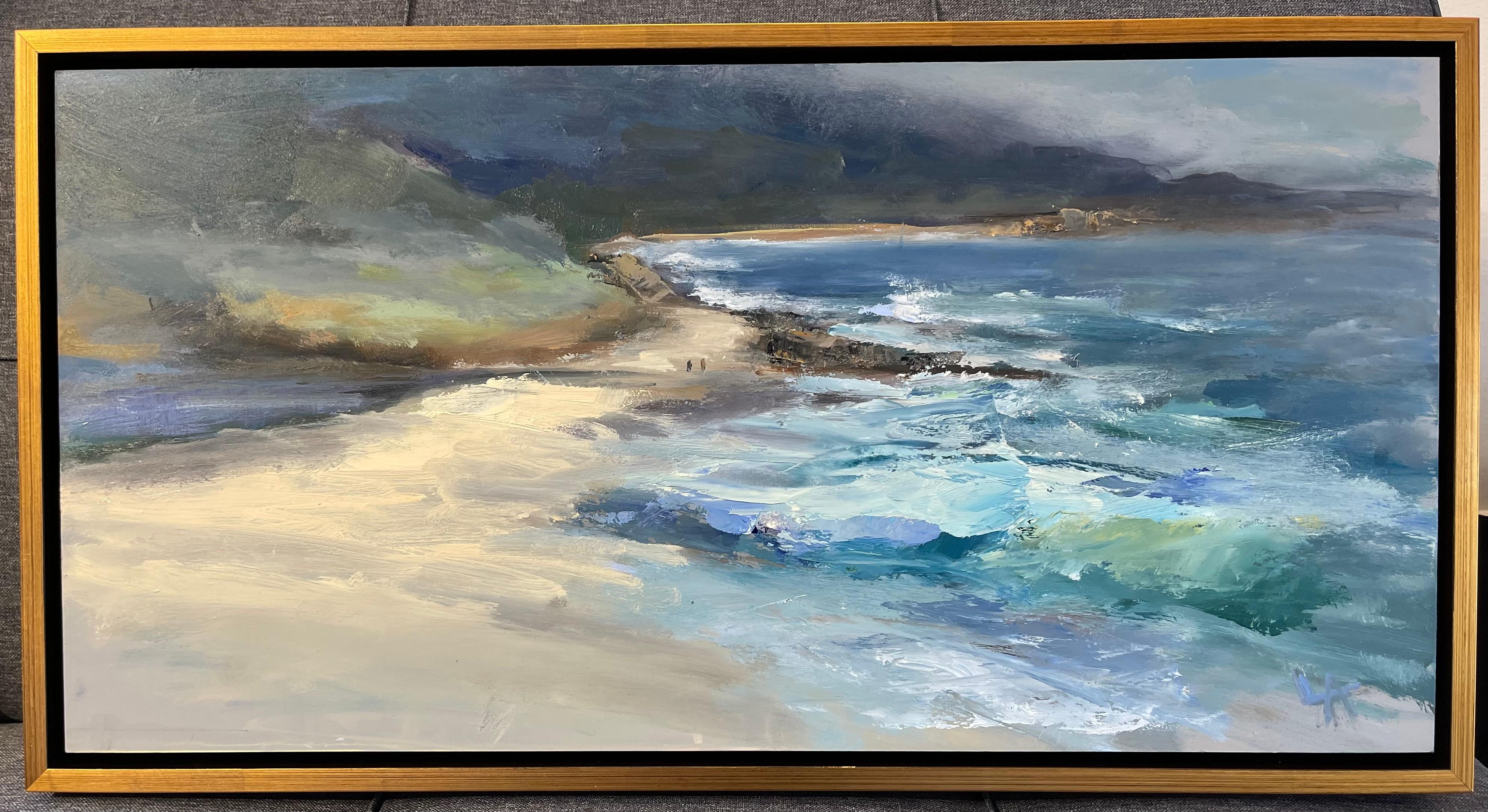 Carmel River Mouth - Gray Interior Painting by Lilli-anne Price