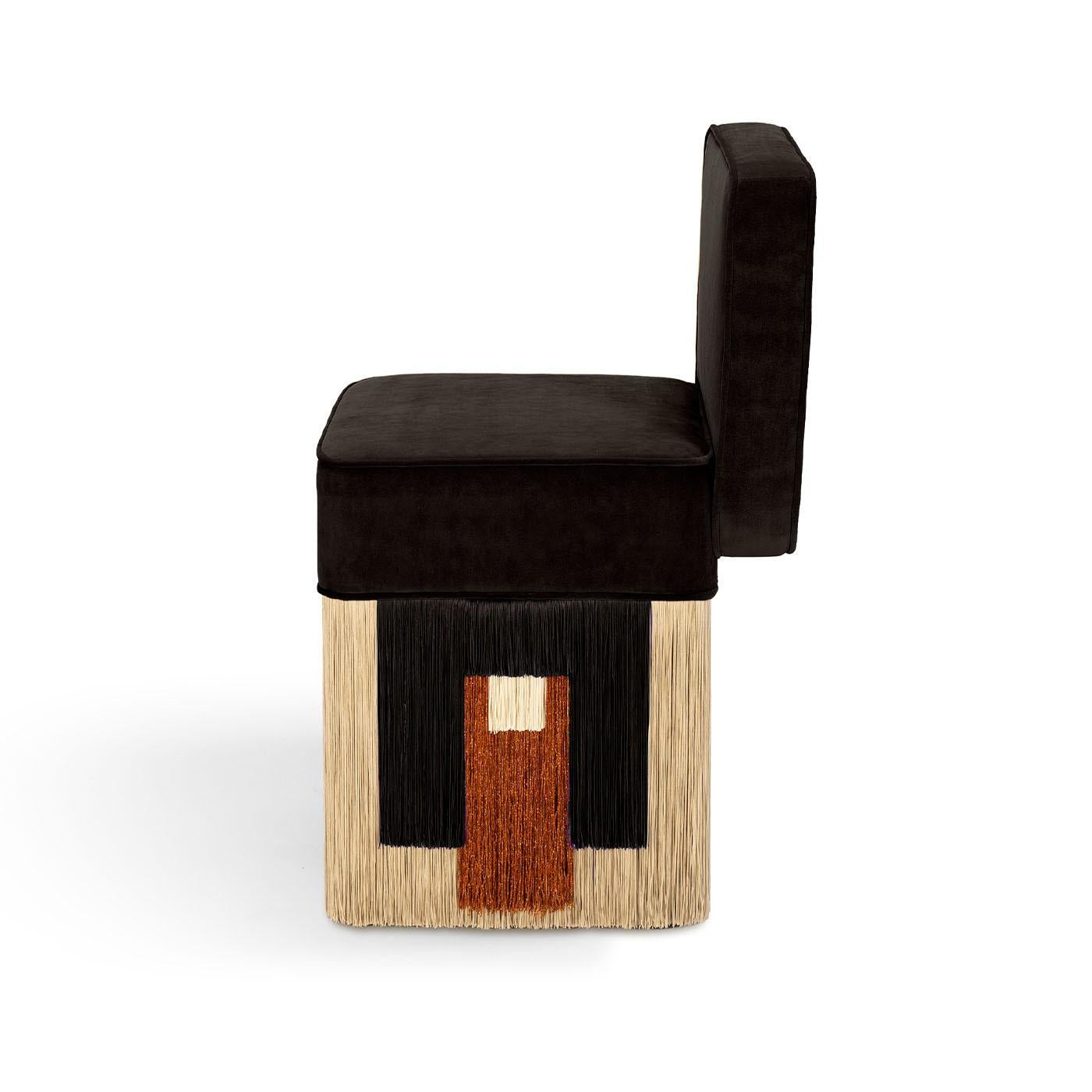 Italian Lilli Cleo Black Velvet Chair by Lorenza Bozzoli